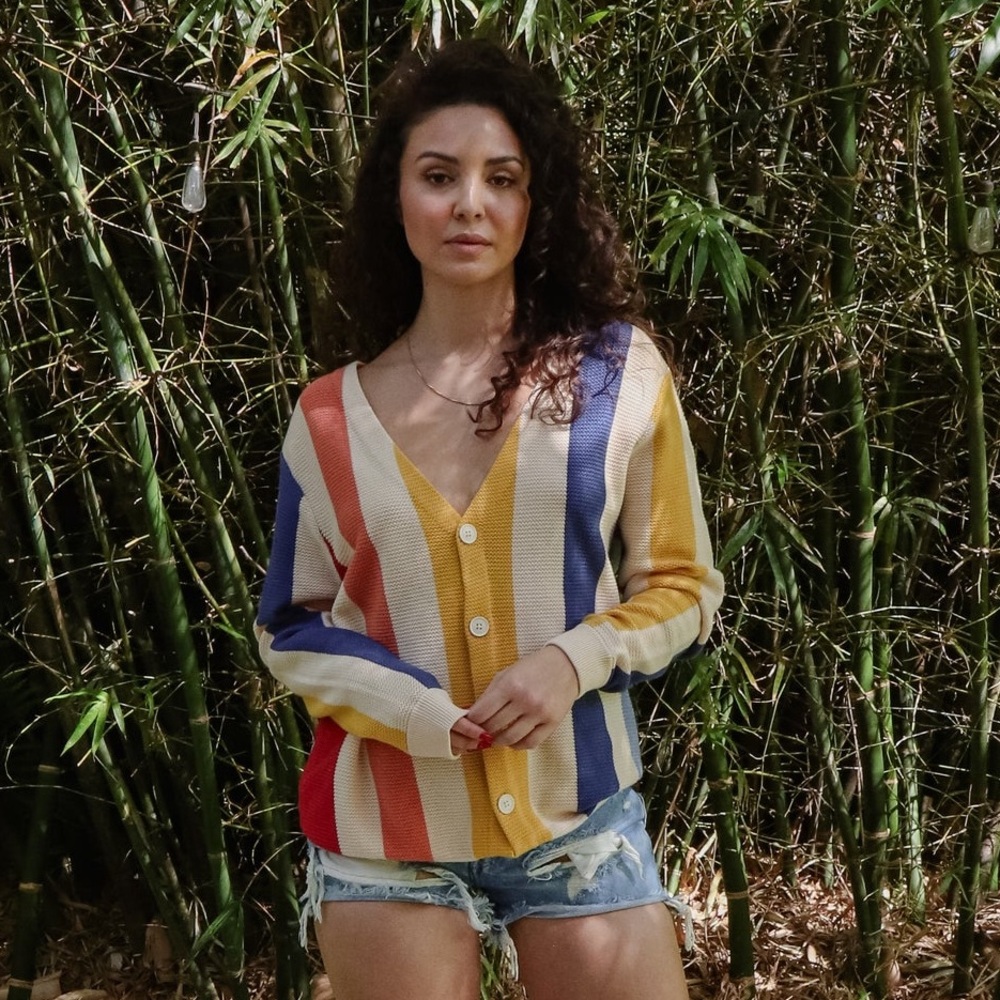 MAVRANS Striped Multicolor Cardigan Sweater - M - NWOT